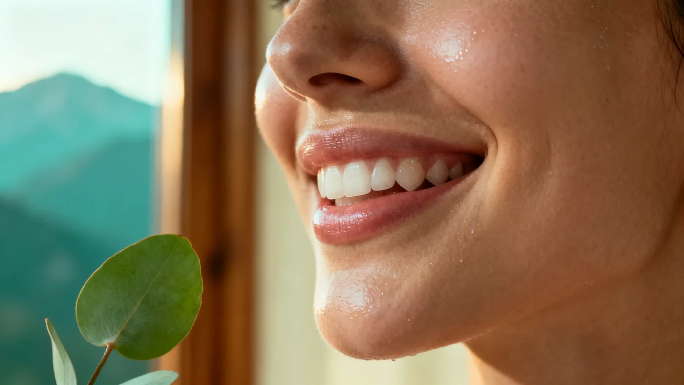 A calm natural smile in soft mountain light