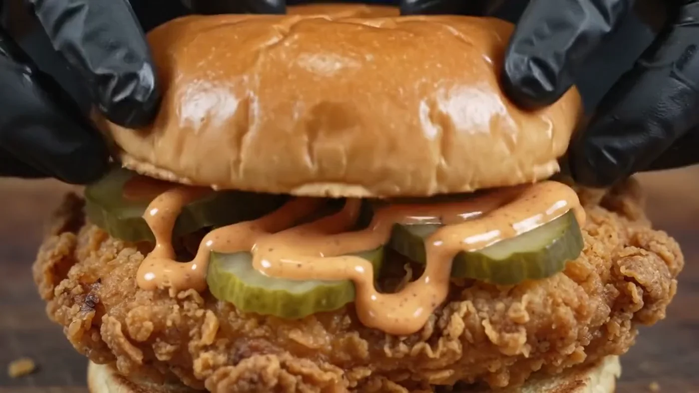 The Cluck fried chicken burger with pickles and spicy mayo