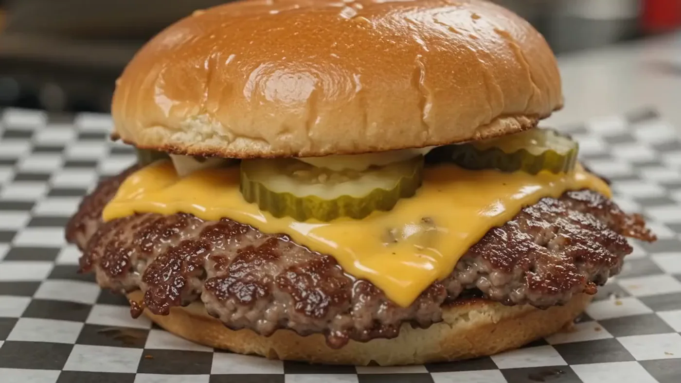 The Classic smash burger with cheese, pickles and CHAR sauce