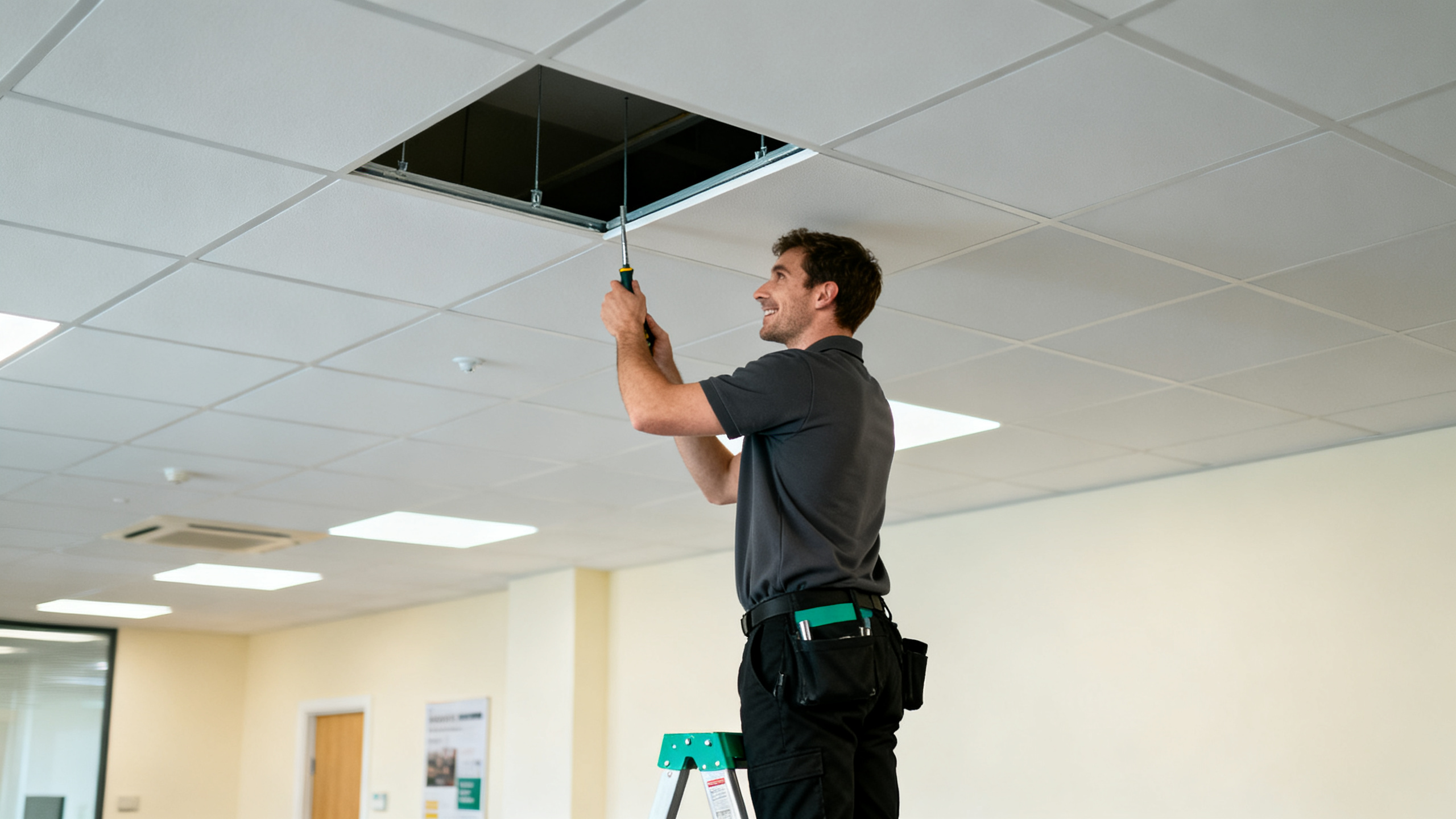 Rotary scrubbing of a hard floor in a retail unit