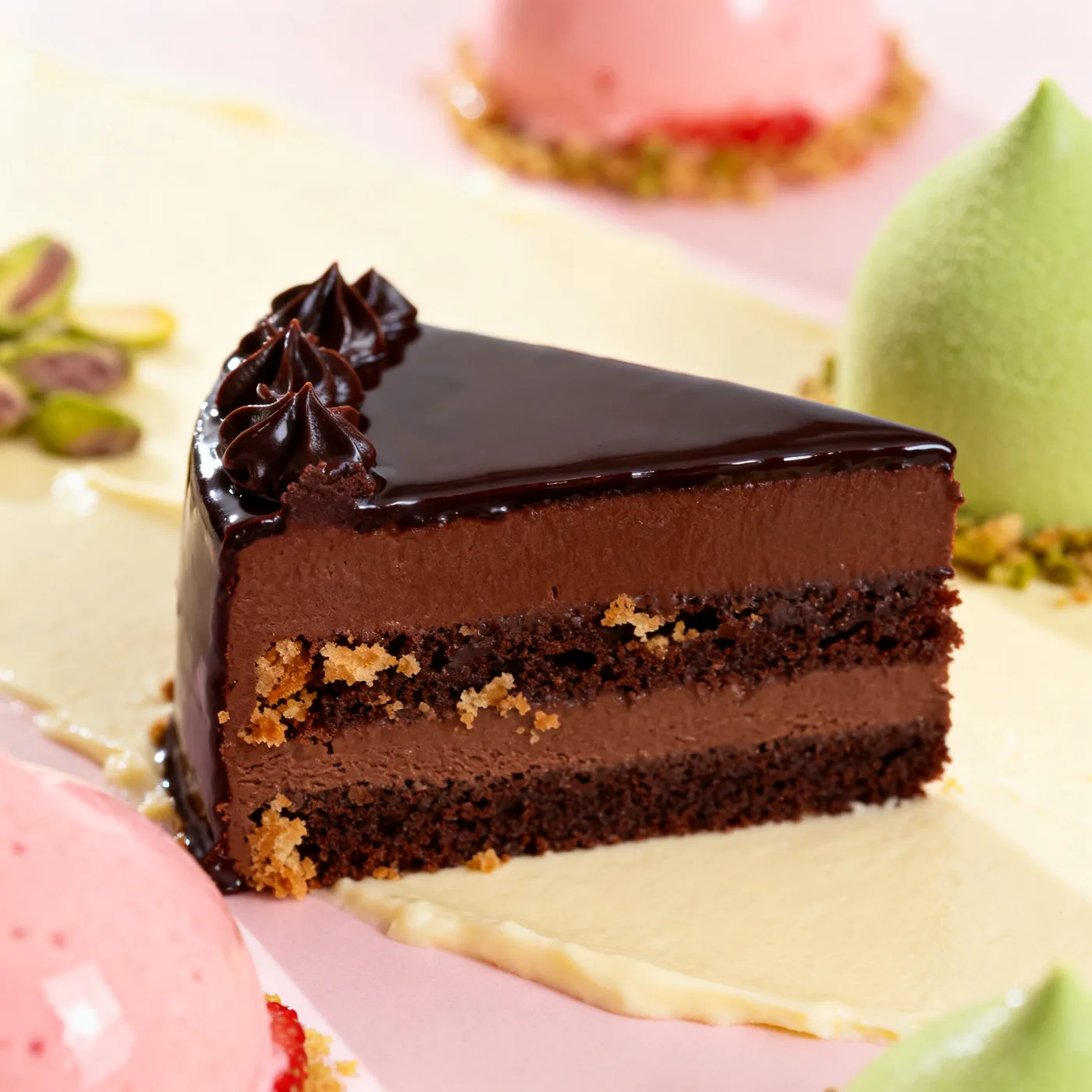 Torta de chocolate 70 % con ganache espejo