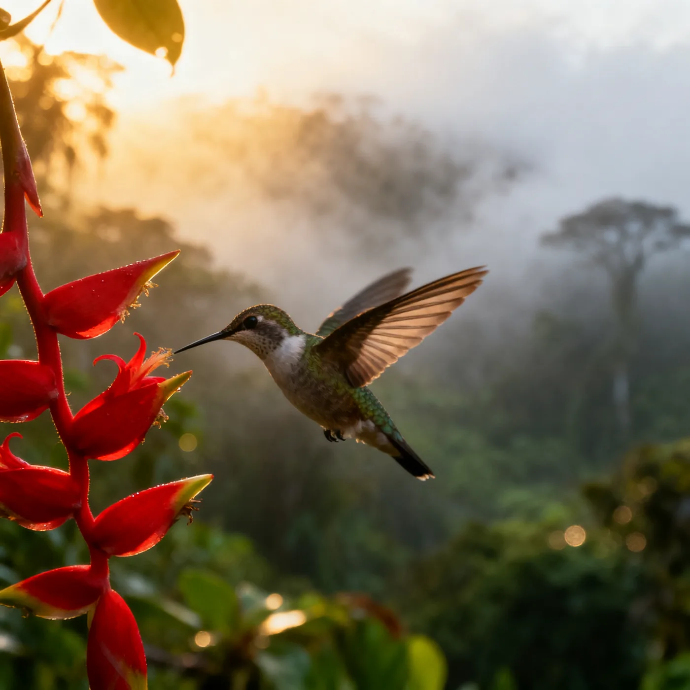 Avistamiento de aves al amanecer