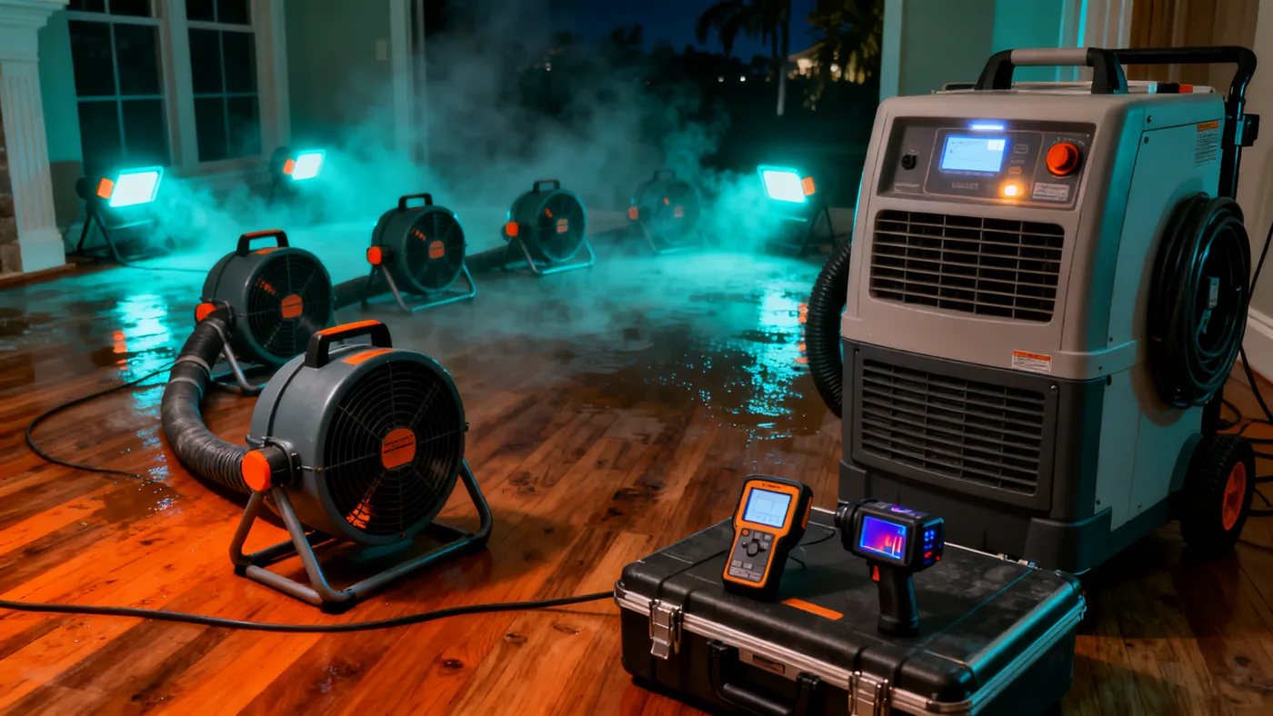 Thermal imaging and drying equipment mapping hidden moisture
