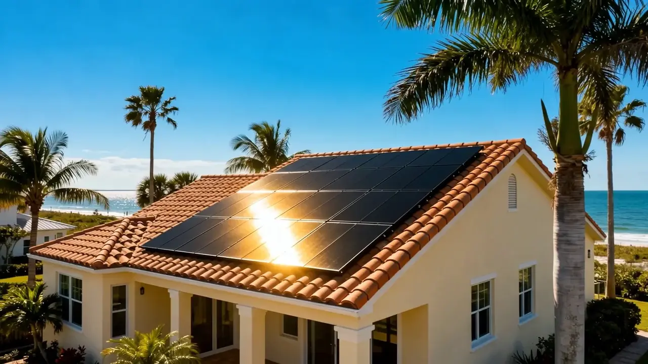 Coastal Florida roof seen from above