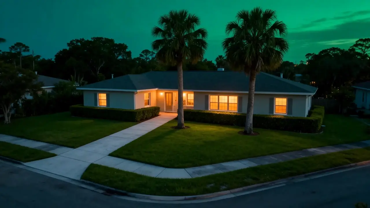 A serene Florida home with a manicured lawn protected by TALON