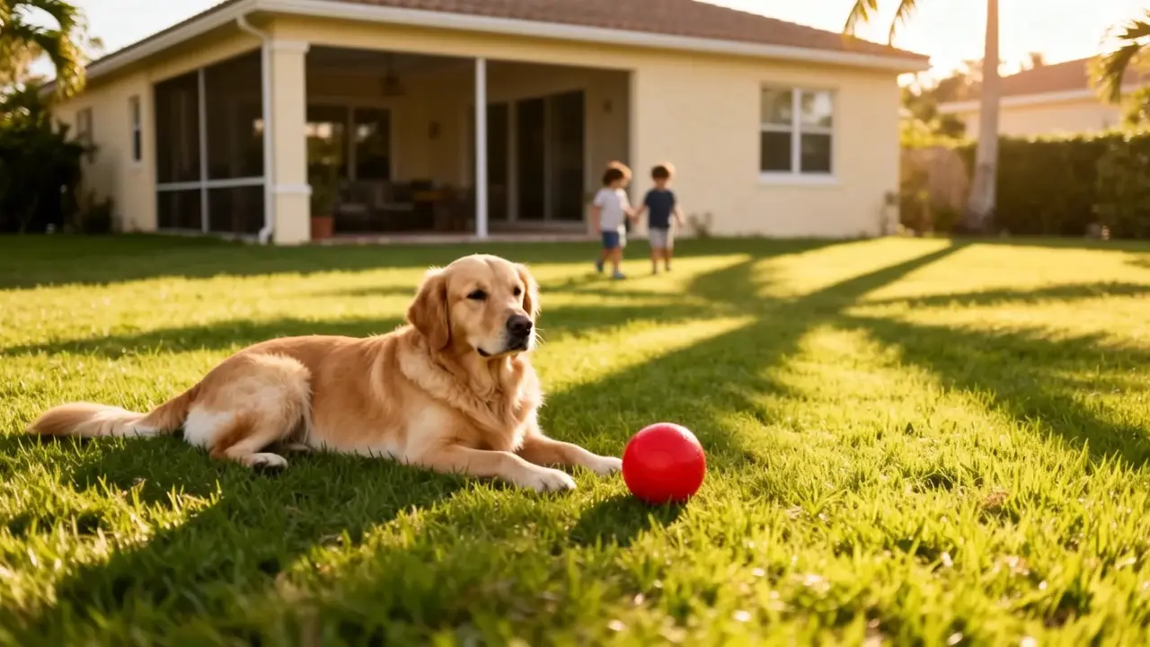 A healthy Tampa backyard lawn protected by TALON