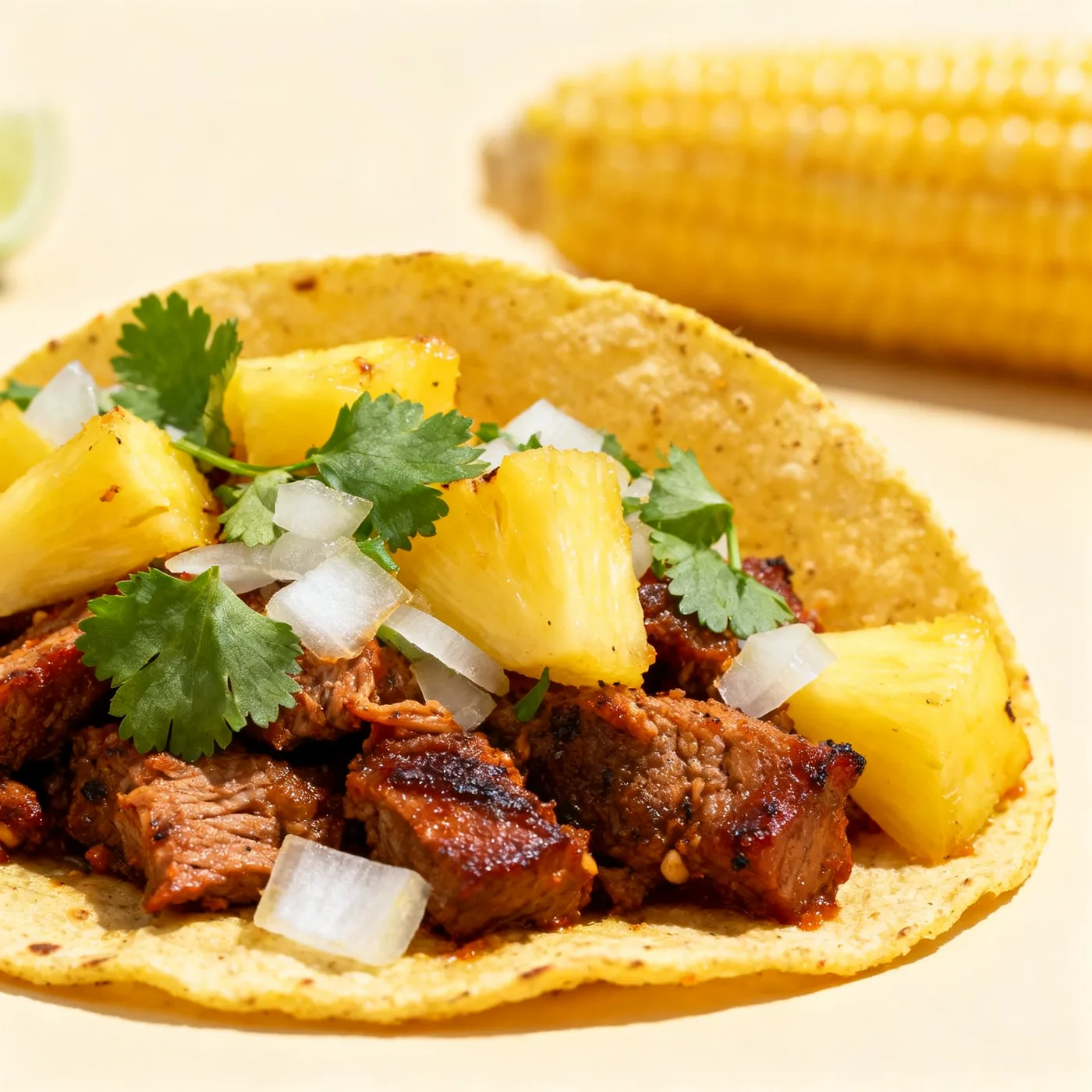 Taco al pastor con piña