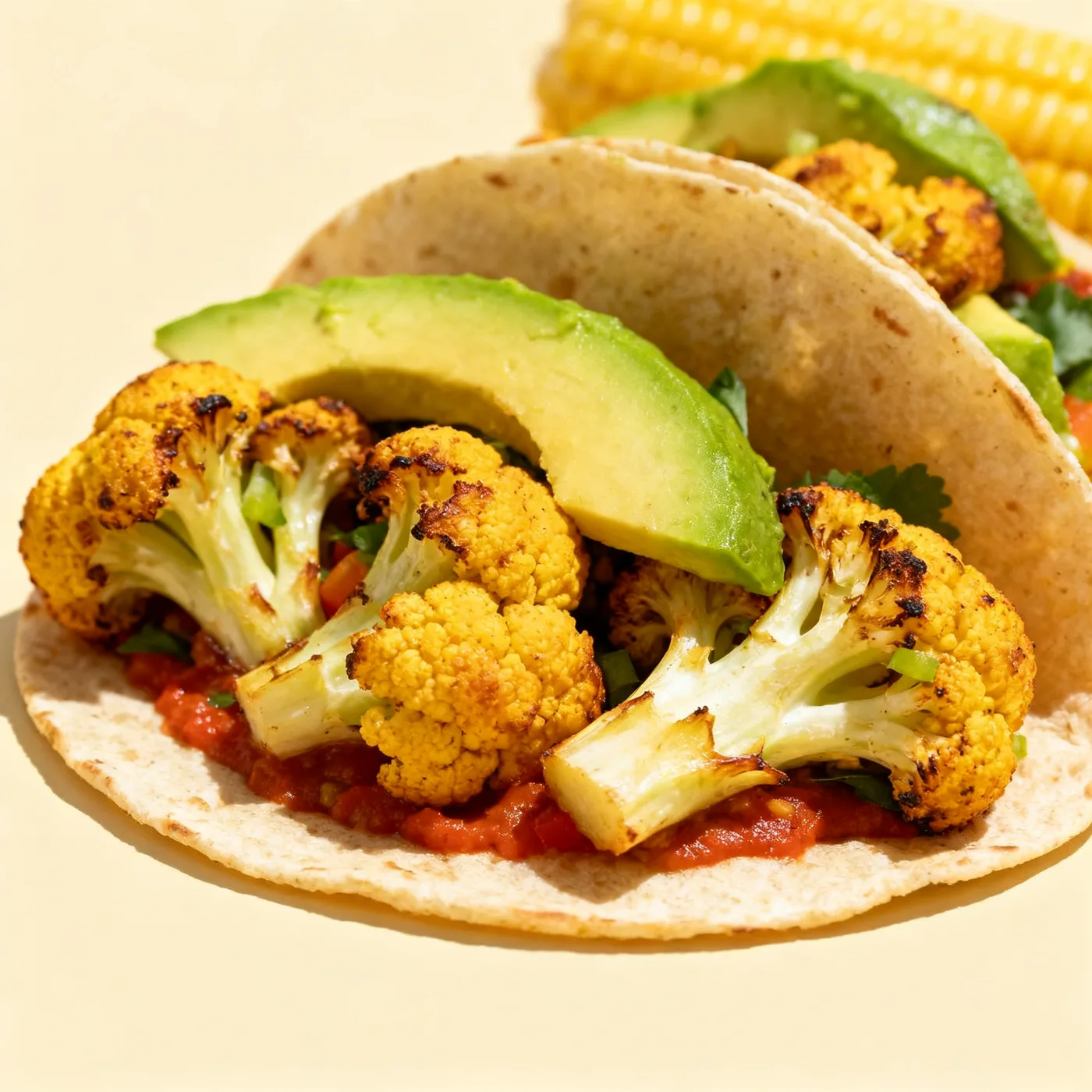 Taco veggie de coliflor rostizada